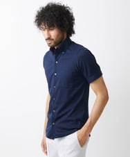 MNBHC64180 MICHEL KLEIN HOMME(ミッシェルクラン オム) 《日本製》イージーケアドレス半袖シャツ ネイビー