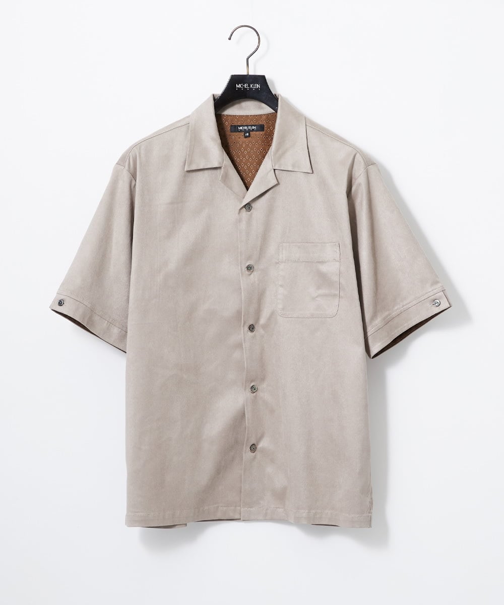 MNBHD55270 MICHEL KLEIN HOMME(ミッシェルクラン オム) 【セットアップ】スエード半袖シャツ ベージュ