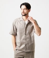 MNBHD55270 MICHEL KLEIN HOMME(ミッシェルクラン オム) 【セットアップ】スエード半袖シャツ ベージュ