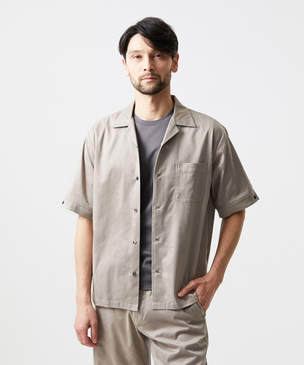 MNBHD55270 MICHEL KLEIN HOMME(ミッシェルクラン オム) 【セットアップ】スエード半袖シャツ ベージュ