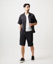 MNBHD55270 MICHEL KLEIN HOMME(ミッシェルクラン オム) 【セットアップ】スエード半袖シャツ ブラック