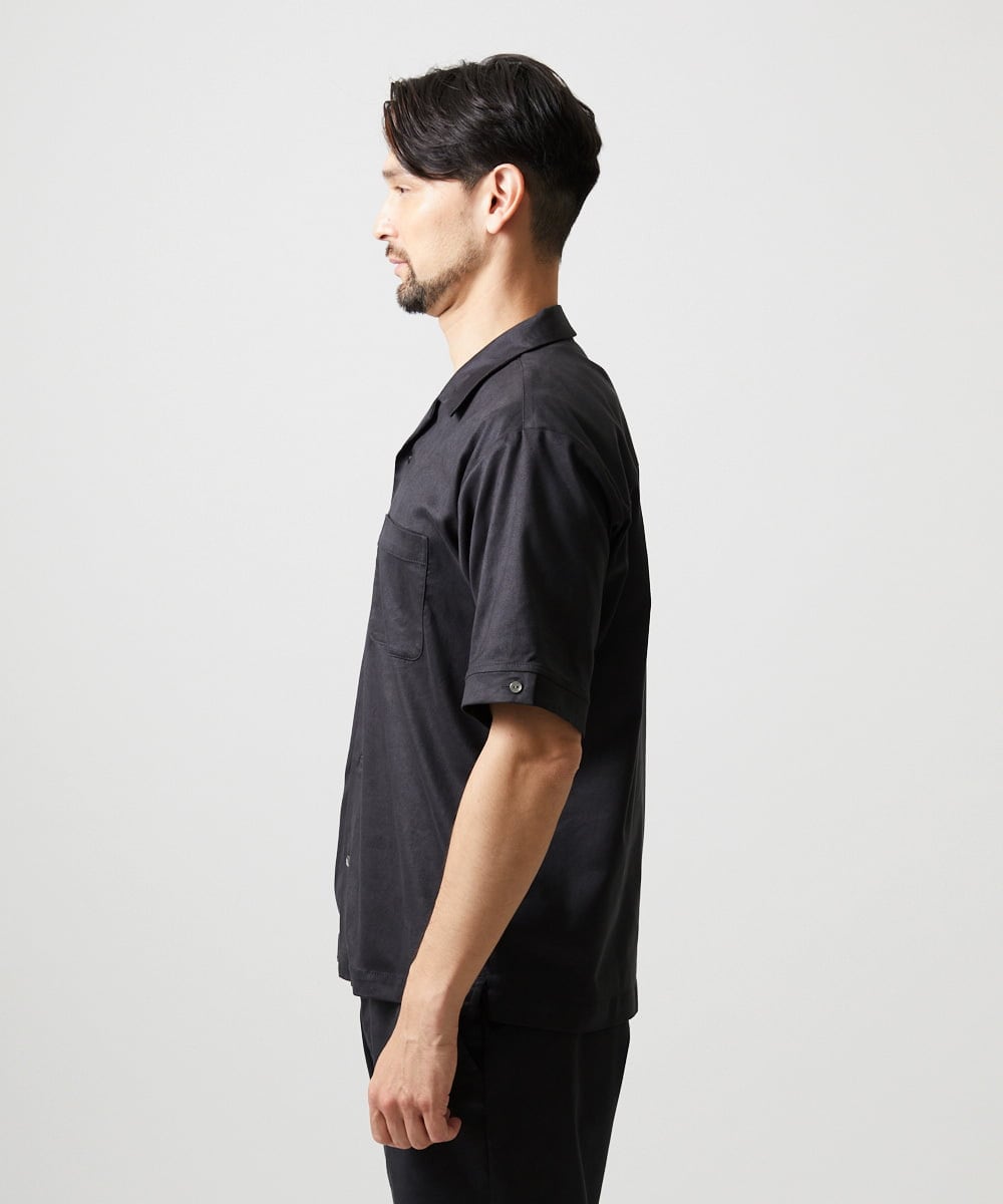 MNBHD55270 MICHEL KLEIN HOMME(ミッシェルクラン オム) 【セットアップ】スエード半袖シャツ ブラック