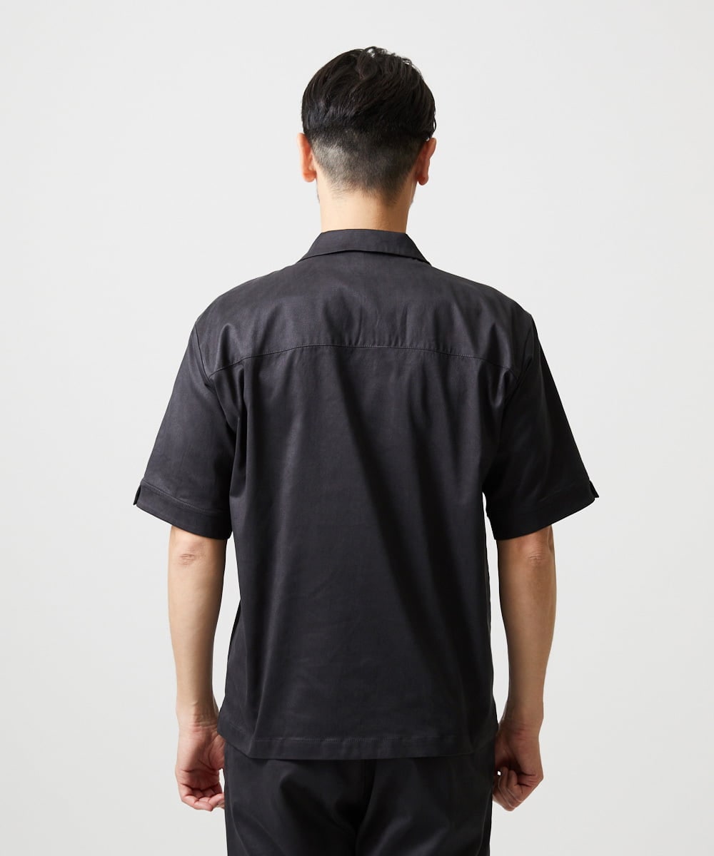 MNBHD55270 MICHEL KLEIN HOMME(ミッシェルクラン オム) 【セットアップ】スエード半袖シャツ ブラック