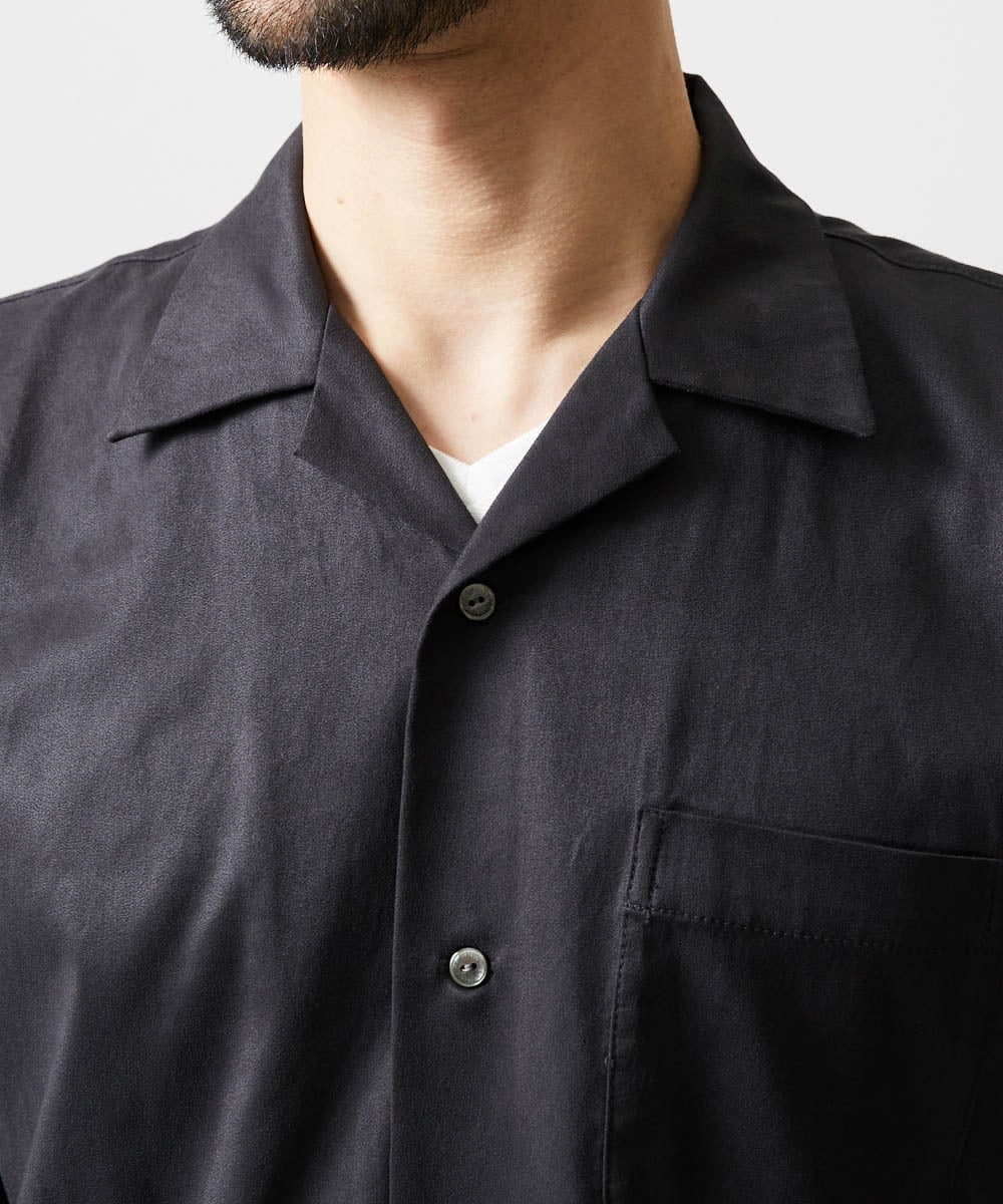 MNBHD55270 MICHEL KLEIN HOMME(ミッシェルクラン オム) 【セットアップ】スエード半袖シャツ ブラック