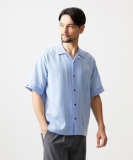 MNBHF59230 MICHEL KLEIN HOMME(ミッシェルクラン オム) ストライプリラックス半袖シャツ ライトブルー