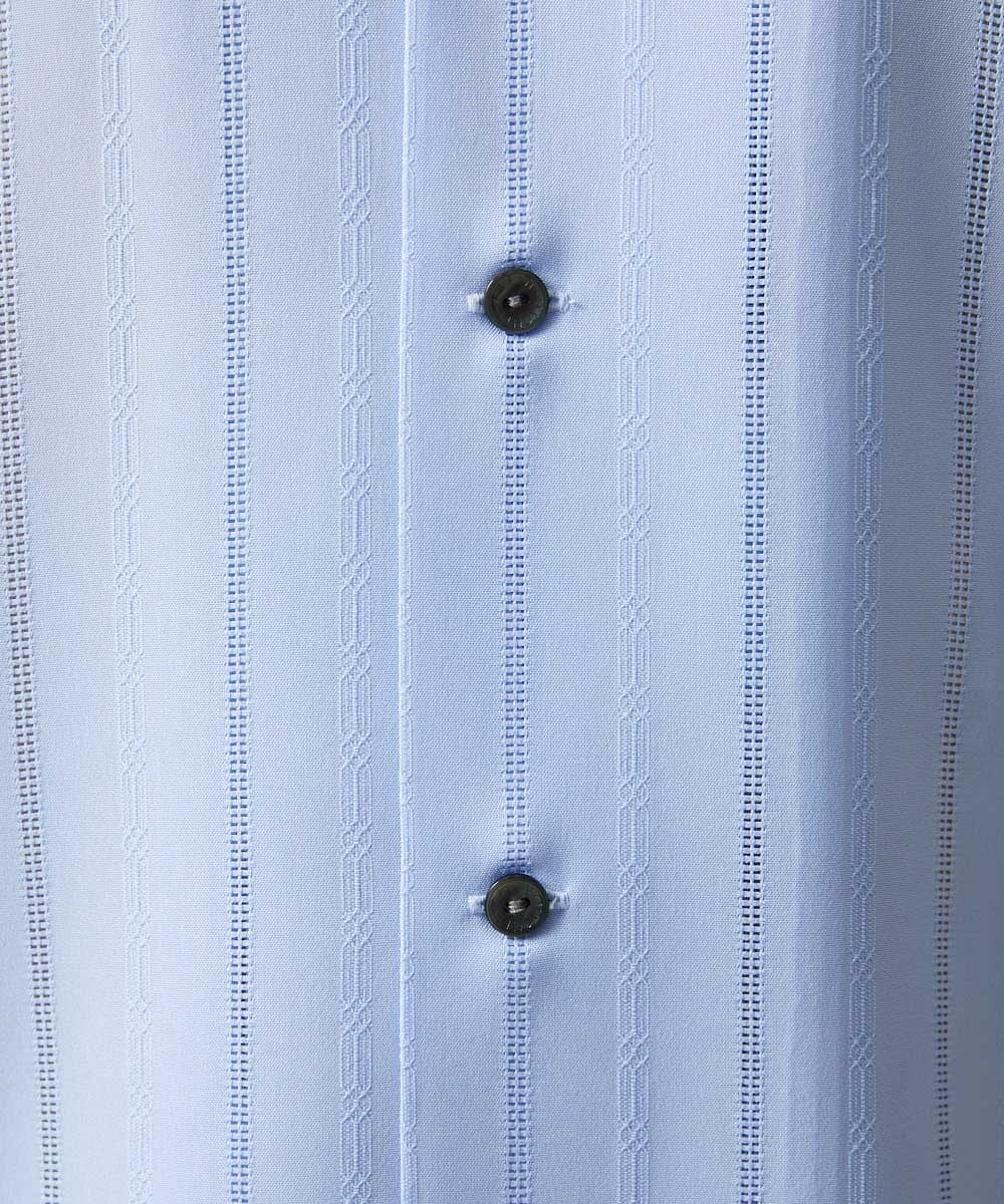MNBHF59230 MICHEL KLEIN HOMME(ミッシェルクラン オム) ストライプリラックス半袖シャツ ライトブルー