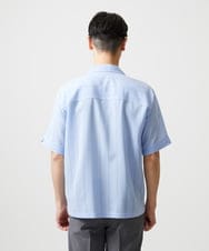 MNBHF59230 MICHEL KLEIN HOMME(ミッシェルクラン オム) ストライプリラックス半袖シャツ ライトブルー