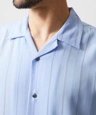 MNBHF59230 MICHEL KLEIN HOMME(ミッシェルクラン オム) ストライプリラックス半袖シャツ ライトブルー