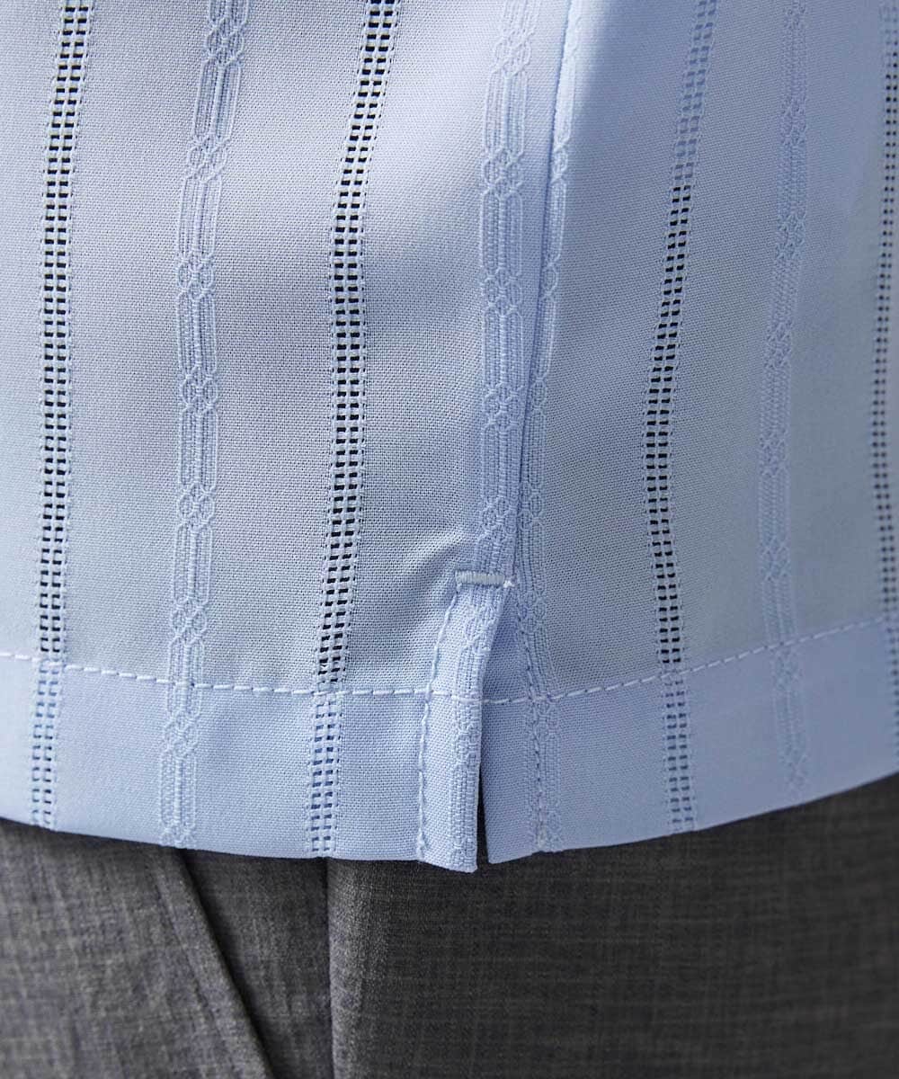 MNBHF59230 MICHEL KLEIN HOMME(ミッシェルクラン オム) ストライプリラックス半袖シャツ ライトブルー