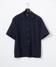 MNBHF59230 MICHEL KLEIN HOMME(ミッシェルクラン オム) ストライプリラックス半袖シャツ ネイビー