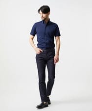 MNBHF64180 MICHEL KLEIN HOMME(ミッシェルクラン オム) 《日本製》イージーケアボタンダウン半袖シャツ ネイビー