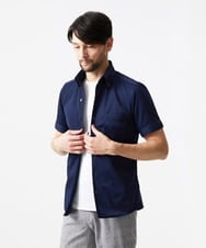 MNBHF64180 MICHEL KLEIN HOMME(ミッシェルクラン オム) 《日本製》イージーケアボタンダウン半袖シャツ ネイビー