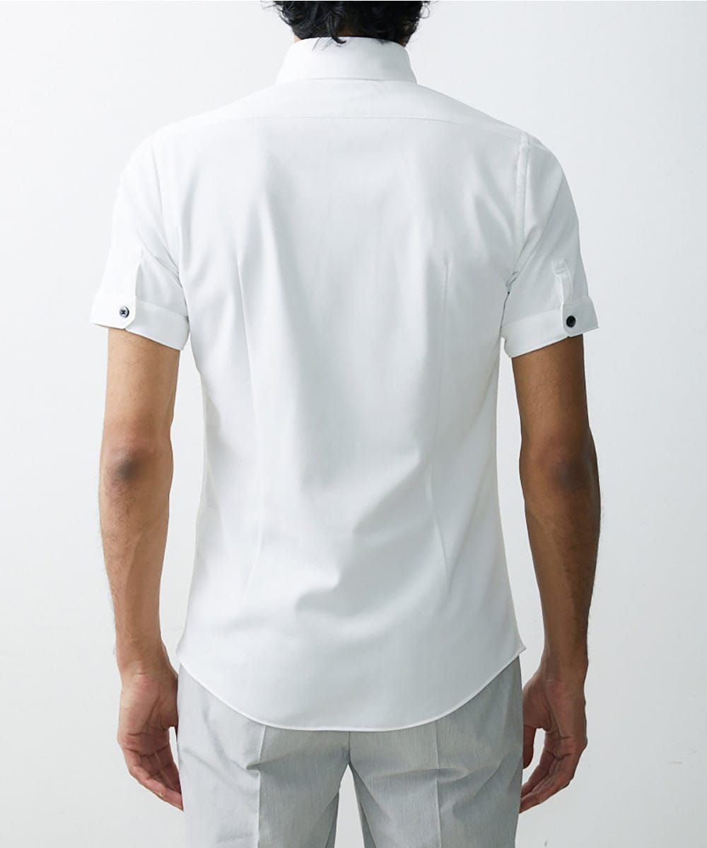 MNBHF64180 MICHEL KLEIN HOMME(ミッシェルクラン オム) 《日本製》イージーケアボタンダウン半袖シャツ ホワイト