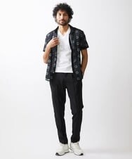 MNBHV69290 MICHEL KLEIN HOMME(ミッシェルクラン オム) 総柄シアー半袖シャツ ブラック