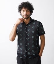 MNBHV69290 MICHEL KLEIN HOMME(ミッシェルクラン オム) 総柄シアー半袖シャツ ブラック