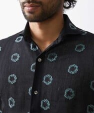 MNBHV69290 MICHEL KLEIN HOMME(ミッシェルクラン オム) 総柄シアー半袖シャツ ブラック