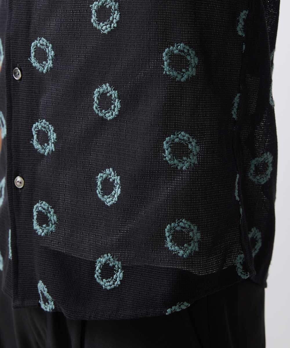 MNBHV69290 MICHEL KLEIN HOMME(ミッシェルクラン オム) 総柄シアー半袖シャツ ブラック