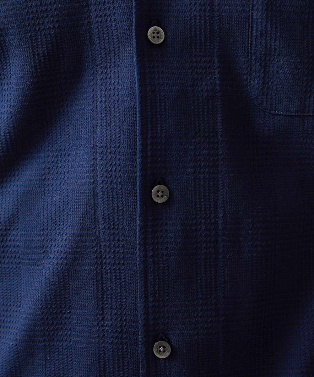 MNBHX12200 MICHEL KLEIN HOMME(ミッシェルクラン オム) グレンチェック柄半袖シャツ ネイビー