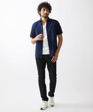 MNBHX12200 MICHEL KLEIN HOMME(ミッシェルクラン オム) グレンチェック柄半袖シャツ ネイビー