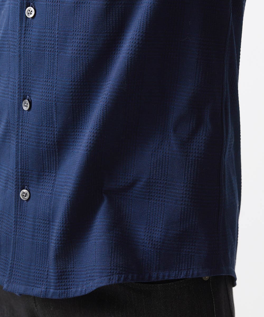 MNBHX12200 MICHEL KLEIN HOMME(ミッシェルクラン オム) グレンチェック柄半袖シャツ ネイビー