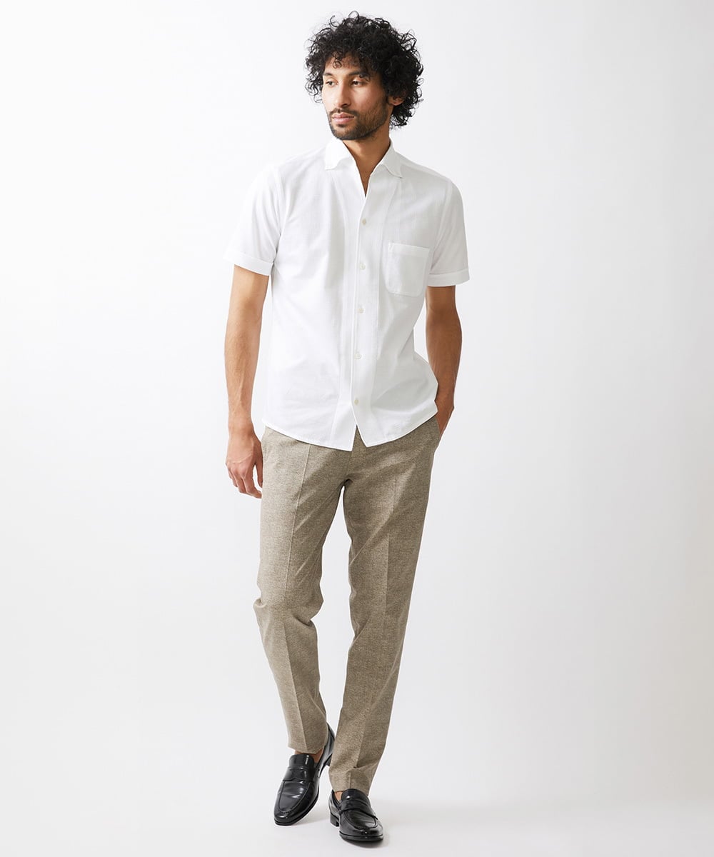 MNBHX12200 MICHEL KLEIN HOMME(ミッシェルクラン オム) グレンチェック柄半袖シャツ ホワイト