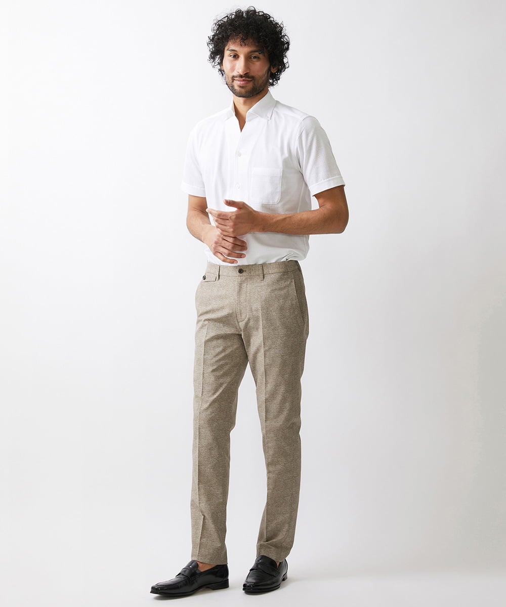 MNBHX12200 MICHEL KLEIN HOMME(ミッシェルクラン オム) グレンチェック柄半袖シャツ ホワイト