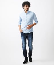 MNBHX60200 MICHEL KLEIN HOMME(ミッシェルクラン オム) ボタニカル柄七分袖ジャージシャツ ライトブルー
