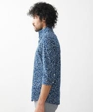MNBHX60200 MICHEL KLEIN HOMME(ミッシェルクラン オム) ボタニカル柄七分袖ジャージシャツ ネイビー