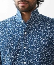 MNBHX60200 MICHEL KLEIN HOMME(ミッシェルクラン オム) ボタニカル柄七分袖ジャージシャツ ネイビー