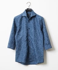 MNBHX62250 MICHEL KLEIN HOMME(ミッシェルクラン オム) 《日本製》ボタニカル柄七分袖シャツ ブルー(55)