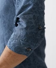 MNBHX62250 MICHEL KLEIN HOMME(ミッシェルクラン オム) 《日本製》ボタニカル柄七分袖シャツ ブルー