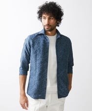 MNBHX62250 MICHEL KLEIN HOMME(ミッシェルクラン オム) 《日本製》ボタニカル柄七分袖シャツ ブルー