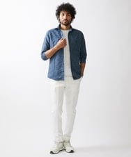 MNBHX62250 MICHEL KLEIN HOMME(ミッシェルクラン オム) 《日本製》ボタニカル柄七分袖シャツ ブルー