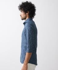 MNBHX62250 MICHEL KLEIN HOMME(ミッシェルクラン オム) 《日本製》ボタニカル柄七分袖シャツ ブルー
