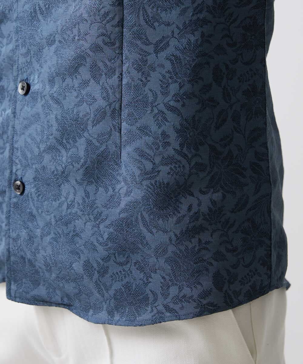 MNBHX62250 MICHEL KLEIN HOMME(ミッシェルクラン オム) 《日本製》ボタニカル柄七分袖シャツ ブルー