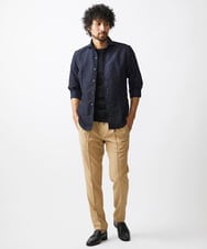 MNBHX62250 MICHEL KLEIN HOMME(ミッシェルクラン オム) 《日本製》ボタニカル柄七分袖シャツ ネイビー