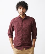 MNBHX62250 MICHEL KLEIN HOMME(ミッシェルクラン オム) 《日本製》ボタニカル柄七分袖シャツ パープル