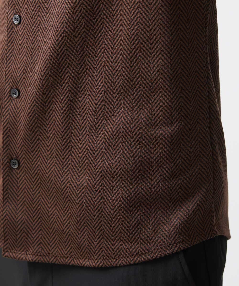 MNBHX70210 MICHEL KLEIN HOMME(ミッシェルクラン オム) 《日本製》ヘリンボン柄半袖シャツ ブラウン