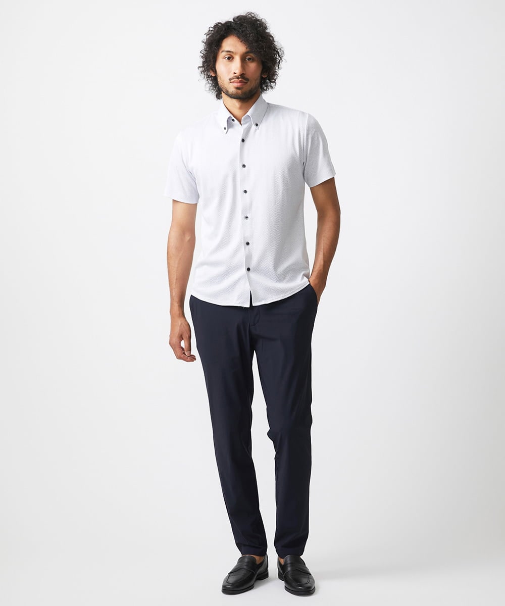 MNBHX70210 MICHEL KLEIN HOMME(ミッシェルクラン オム) 《日本製》ヘリンボン柄半袖シャツ ライトグレー