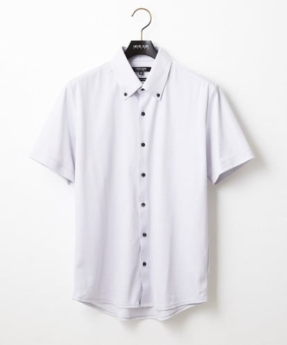 MICHEL KLEIN HOMME(ミッシェルクランオム) 《日本製》ヘリンボン柄半袖シャツ ライトグレー/灰 44