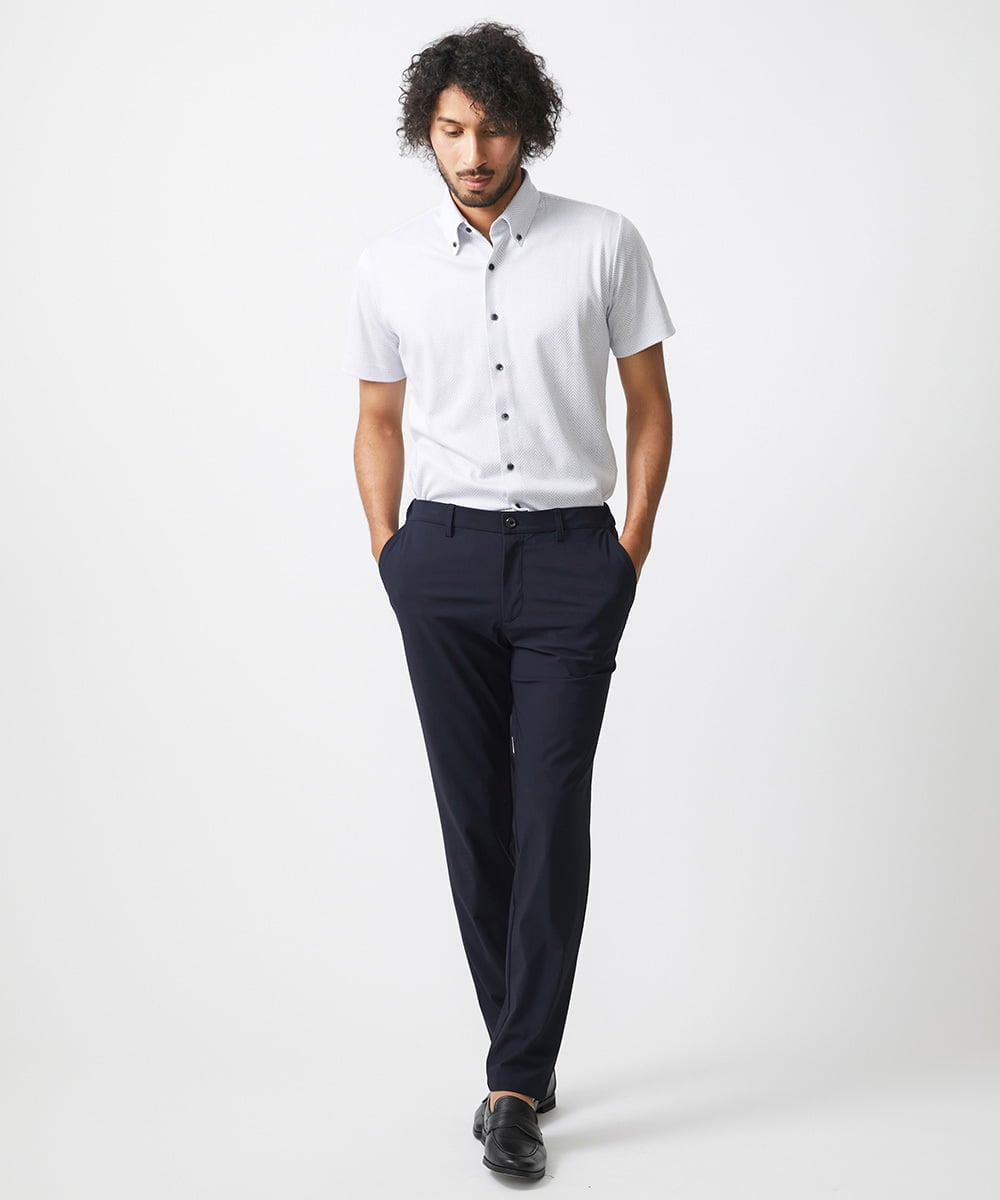 MNBHX70210 MICHEL KLEIN HOMME(ミッシェルクラン オム) 《日本製》ヘリンボン柄半袖シャツ ライトグレー