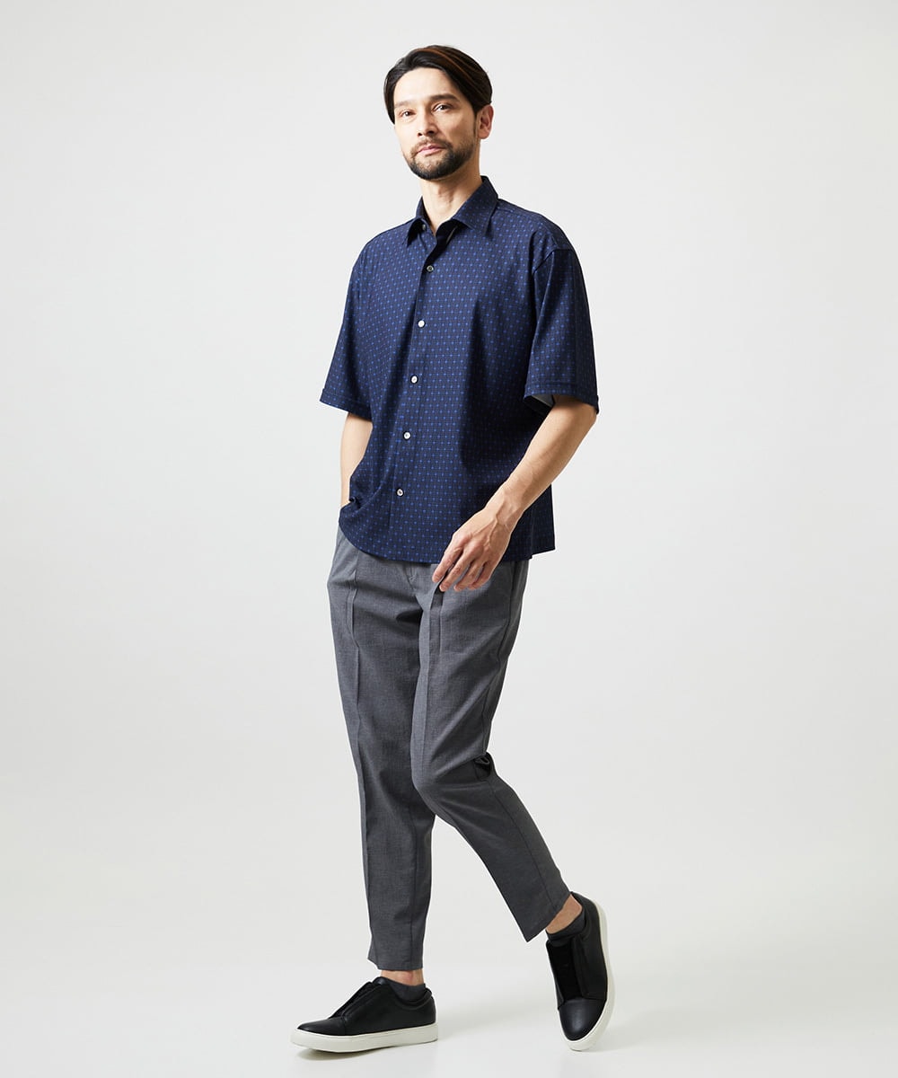 MNBID52250 MICHEL KLEIN HOMME(ミッシェルクラン オム) 《日本製》オリジナル総柄半袖シャツ ネイビー