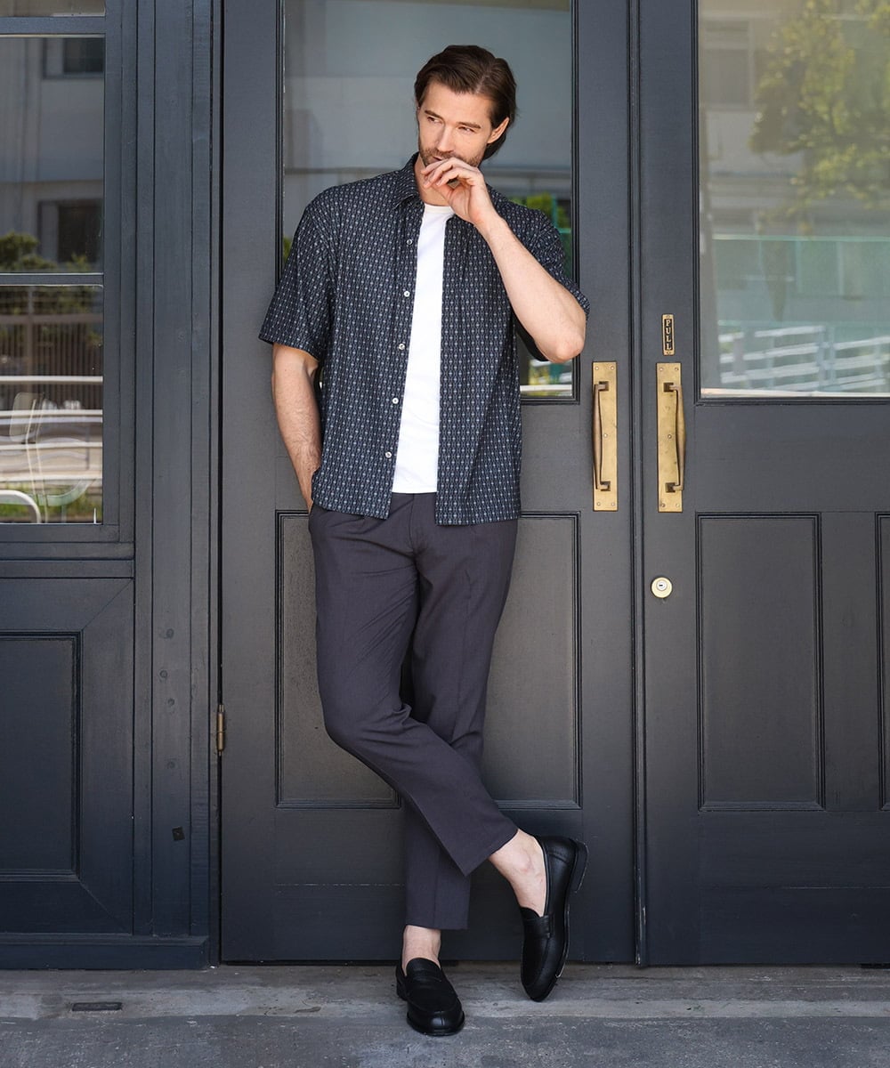 MNBID52250 MICHEL KLEIN HOMME(ミッシェルクラン オム) 《日本製》オリジナル総柄半袖シャツ ダークグレー