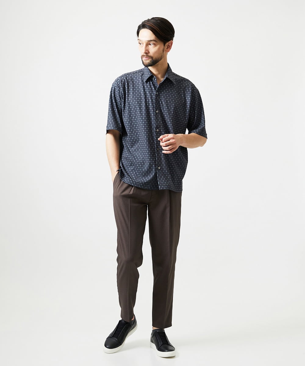 MNBID52250 MICHEL KLEIN HOMME(ミッシェルクラン オム) 《日本製》オリジナル総柄半袖シャツ ダークグレー