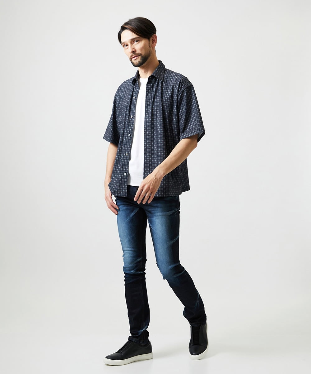 MNBID52250 MICHEL KLEIN HOMME(ミッシェルクラン オム) 《日本製》オリジナル総柄半袖シャツ ダークグレー