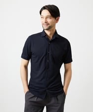MNBIF01200 MICHEL KLEIN HOMME(ミッシェルクラン オム) 《日本製》チドリ柄半袖シャツ ネイビー