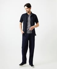 MNBIF01200 MICHEL KLEIN HOMME(ミッシェルクラン オム) 《日本製》チドリ柄半袖シャツ ネイビー