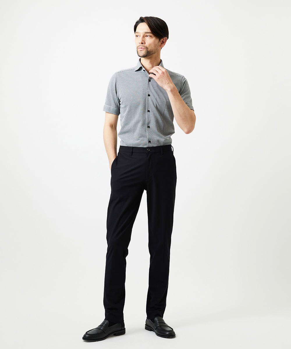 MNBIF01200 MICHEL KLEIN HOMME(ミッシェルクラン オム) 《日本製》チドリ柄半袖シャツ グレー