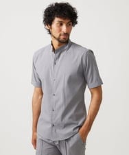 MNBJC63230 MICHEL KLEIN HOMME(ミッシェルクラン オム) 【セットアップ】バンドカラー半袖シャツ ライトグレー