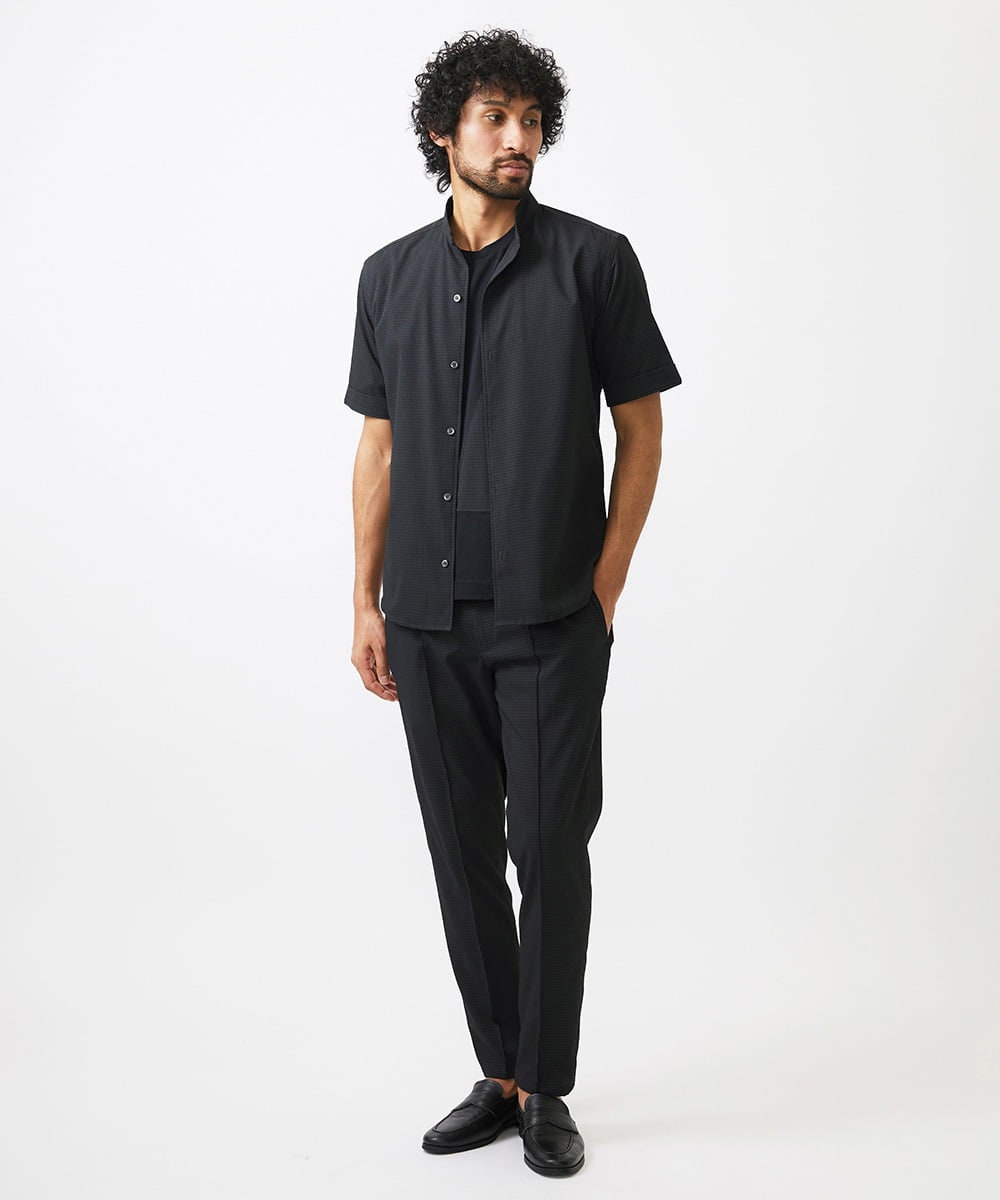 MNBJC63230 MICHEL KLEIN HOMME(ミッシェルクラン オム) バンドカラー半袖シャツ ブラック